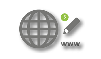Icons zur Darstellung des Internets: Eine Weltkugel, neben der www steht.